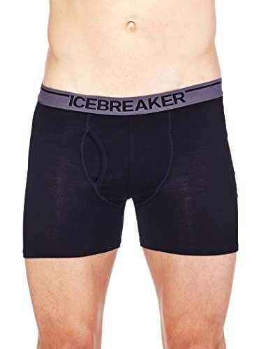 Icebreaker Merino Men's Anatomica Boxers with Fly , Black/Monsoon, SM