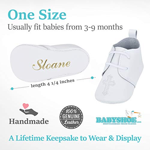 Babyshoe Personalized Christening - Baptism Leather Shoes For Baby Boys & Girls With Hand Embossed Name & Date – Newborn Shoes For Special Occasions – Great Gift Idea – White #TOP5