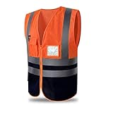 chaleco de seguridad naranja con cinta reflectiva ✔ Materiales: El chaleco de seguridad reflectante Gachas de alta visibilidad es unisex. Hecho de tejido de punto, tejido 100% poliéster y material reflectante, tiene características de transpirable, ligero y duradero. La ropa de trabajo reflectante de Gachas es más transpirable que la tela de punto bajo por urdimbre elástica. Perfecto para el verano!