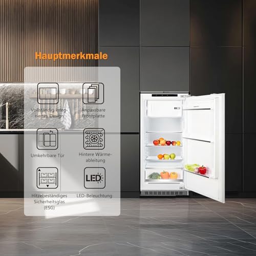 Einbaukühlschrank 122cm mit gefrierfach | 188 L (172L/16L Gefrierfach ) | | 122 cm Nische kühlschrank einbau | Energieeffizient | 4 Versilberung Technologie Hat | less frost | Wechselbaren Türsc