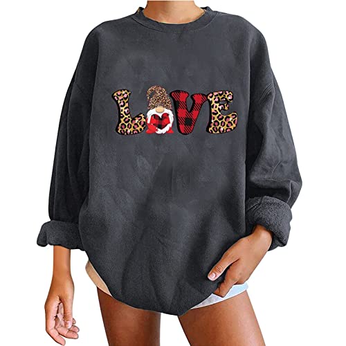 Jjhaevdy Women's Valentine's Dayl Print Sweatshirt Casual Long Sleeve Round Neck Loose Blouses Pullover #TOP20