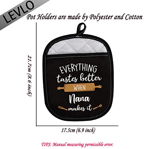 Levlo Best Mother Father Baking Cooking Gifts Everything Tastes Better When Mimi/Grandma/Nana/Papa/Nonna/Gigi Makes It Oven Mitts (Nana) #TOP1