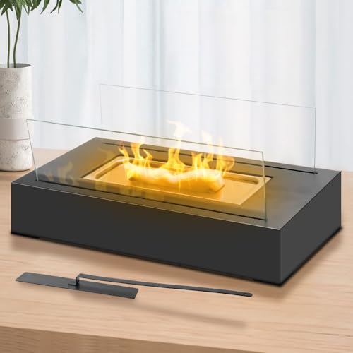 Lareira Ecológica a Álcool Ou Etanol Aço Preta, 35x18x6cm