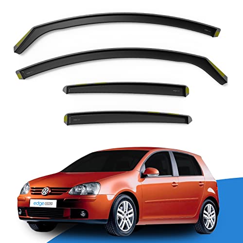 EdgeVisors Wind Deflectors | Fits: VW GOLF MK5 (2004-2009) 5 Door Hatchback 4pc Set | In-Channel Rain Guards for Wind, Rain & Sun Protection, Easy Installation - Tinted