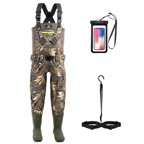 Trudave Hunting Waders with Boot Hanger & 800GRAM Insulation, 6mm Waterproof Neoprene Camo Wader, 100% Waterproof and Warm