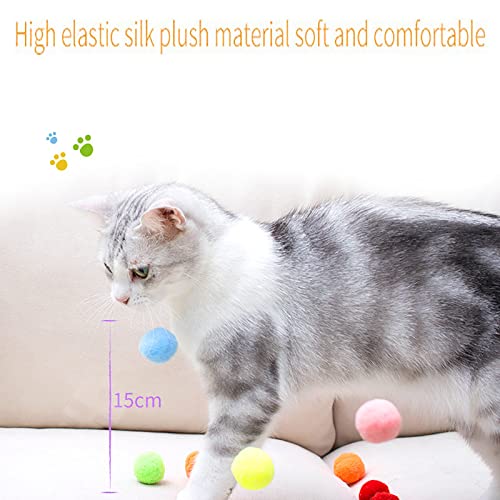 BCat Pack of 10 Cat Balls Cat Plush Toy Balls Kitten Interactive Colourful Toy Ball in Random Colours - Image 3