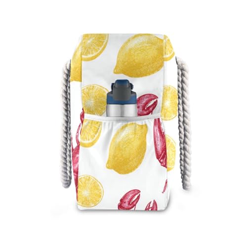 susiyo Red Lobster Lemon Beach Bags for Women Large Travel Tote Bag Waterproof Sandproof Lightweight Swim Pool Bag for Family Outdoor3