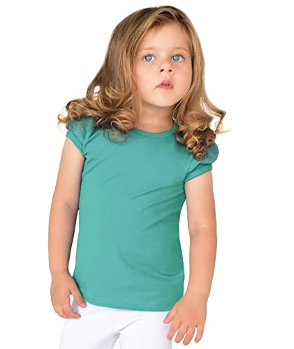 Image of Lilax Girls Short Puff Sleeve Cotton T-Shirt, Toddler & Little Girls Top | 95% Cotton Puff Sleeve Tee; Crewneck, Short Sleeve; Toddler & Girls Sizes 2T-12; for School, Play & Everyday; Machine Wash