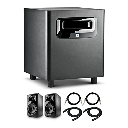 Jbl 308P Mkii Powered 8-Inch Two-Way Studio Monitors (2-Pack) Bundle With Jbl Lsr310S Powered Subwoofer, Trs Cables (2-Pack) And Xlr Cables (2-Pack) (7 Items) #TOP29