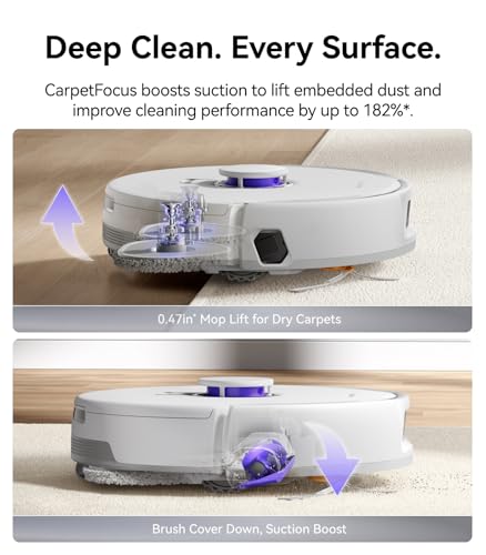 NARWAL Freo Z10 Turbo Robot Vacuum and Mop Combo, 25000Pa Suction, Edge-to-Edge Cleaning, Tangle-Free for Pet Hair, Auto Mop Wash, Smart Avoidance, Self-Emptying, for Carpet & Hard Floors, White - Image 5