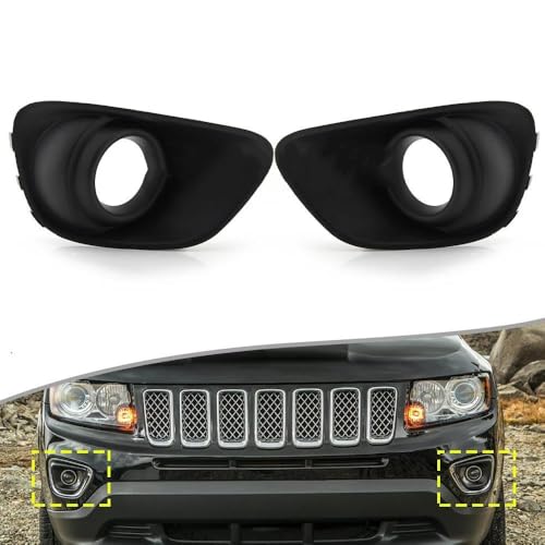 Marcos de luces antiniebla para Jeep Compass 2011-2017, biseles de parrilla, 1 par 2