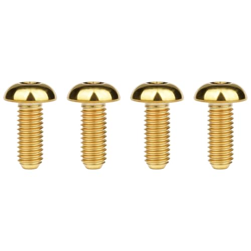 Image of Titanium Bolt M4x6 8 10 12 15 20mm Hex Head Screws for Bicycle Pack of 4 (Gold, M4x10mm)