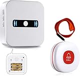 DAYTECH Portable Caregiver Pager Wireless Call Button for Elderly Patient Personal in Home Alert System 1 Portable Battery Receiver 1 Call Buttons