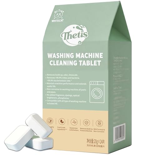 Whitecat washing machine cleaner tablets - deep cleans, refreshes & deodorizes, removes limescale & odor, protects house washer machine with powerful cleaning...