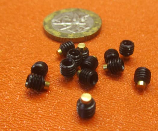 Black Oxide Steel Brass Tip Set Screw 10-32 x .187 (3/16