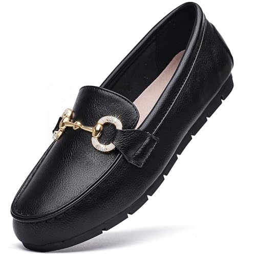 Women's Knit Slip On Loafers - Breathable Mesh Flats with Memory Foam Insole & Arch Support, Non-Slip Comfortable Shoes for Work Office Commute, Driving, Casual Daily Walking (Wide Foot Friendly