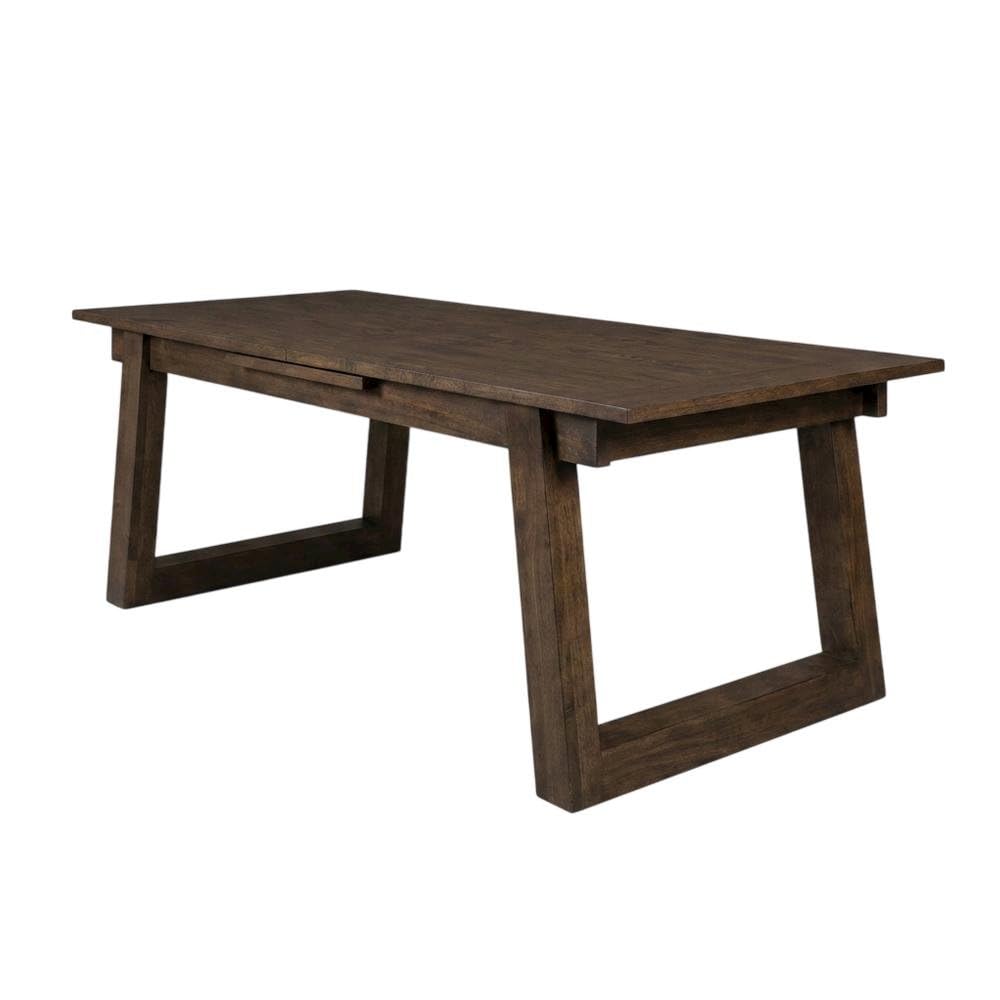 Dark Brown Rectangular Oak Wood Birch Legs Extendable Dining Table by Starlight Canyon Home – Solid Wood, Brown