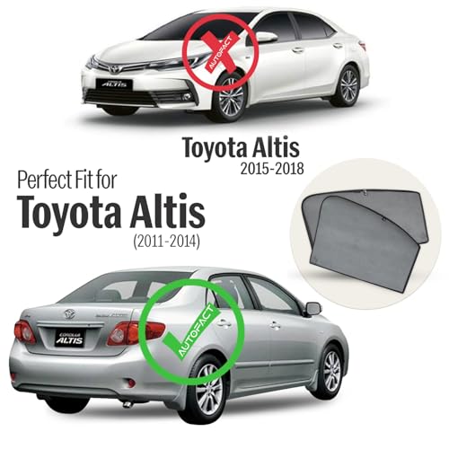 Image of Autofact Car Sunshades for Toyota Corolla Altis (2011 to 2014), UV Protection, Useful Car Accessories, Custom fit Sun Shades for Side Windows, Set of 4