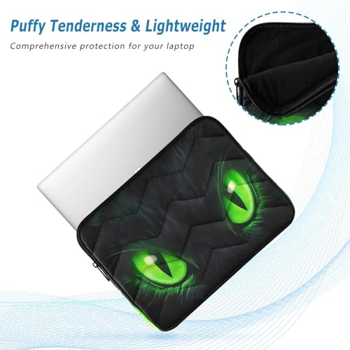 Funda para portátil de 13-14 pulgadas con diseño de ojos verdes de gato miniatura 5