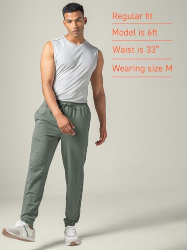 Image of DAMENSCH Men Mid Rise Regular Fit Cotton Blend Solid Moisture Wicking Antimicrobial Zipper Pocket Super Comfortable Baby Terry Lounge Joggers