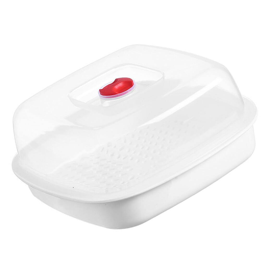 Luxshiny Plastic Food with Lid Vegetable Fish Kitchen Rice Cooker for Fast Simultaneous Cooking Square