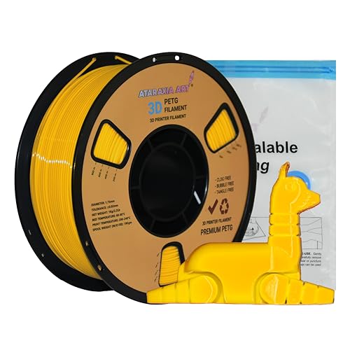 Ataraxia Art PETG 3D Printer Filament 1.75mm V2 with Resealable Vacuum Bag. Dimensional Accuracy +/- 0.02 mm, 1 Kg (2.2 