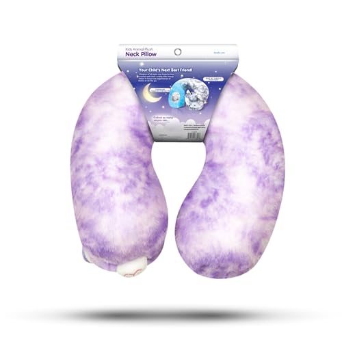 Image of Cloudz Kids Super Soft N' Cuddly Animal Airplane Travel Neck Pillow! Keep Children Comfy and Supported with a Buddy While Traveling or just Resting at Home - Purple Cat