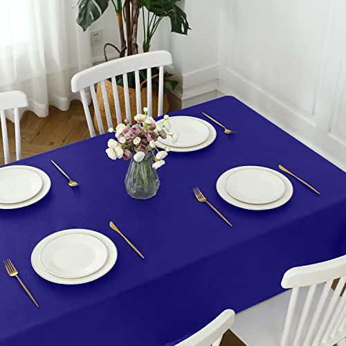 Image of Romanstile 100% Waterproof PVC Tablecloth, Rectangle Oil Spill Proof Stain Resistant Vinyl Table Cloth, Wipe Clean Plastic Table Covers for Kitchen /Dining /Parties - 60 x 102 Inch, Royal Blue