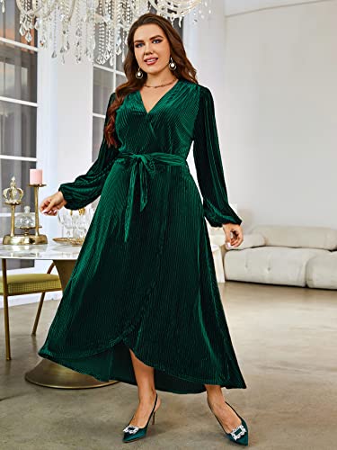 Image of BerryGo Women's Velvet V Neck Wrap Semi Formal Dress Cocktail Party Maxi Dress for Wedding Guest