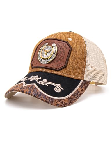 Image of TOPACC Western Trucker Hat for Men Women Cowboy Country Hat Snapback Cap | Novelty Baseball Cap Adjustable Vintage Embroidered Cowgirl hat for Rodeo Western Outfit