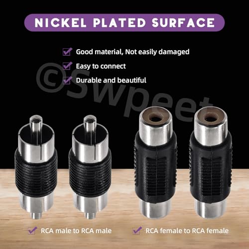 Kit de 30 Conectores RCA Coupler Platinados Swpeet miniatura 3