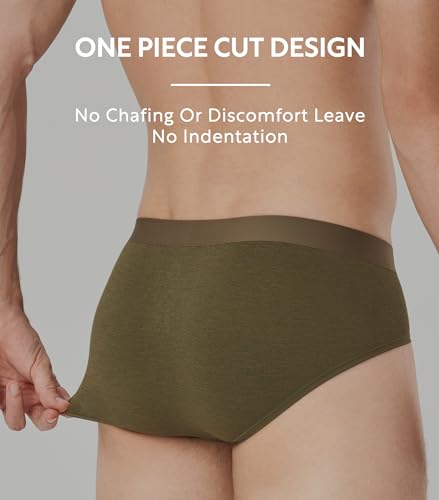 DAVID ARCHY Men's Seamless Bamboo Rayon Briefs, Breathable Soft Underwear with No-Fly Pouch 4-Pack4