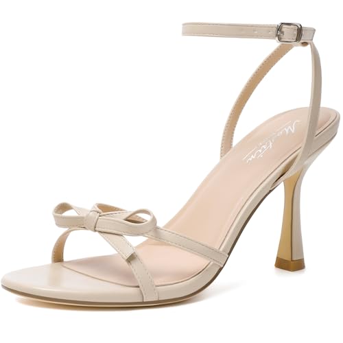 Image of Mostrin Strappy Heels for Women Ankle Strap Heels Women's Heeled Sandals for Party Prom Wedding
