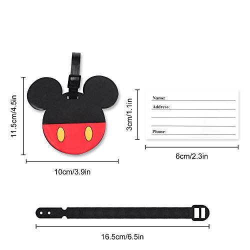 4 Pcs Set Mickey Minnie Silicone Travel Luggage Baggage Identification Labels ID Tag for Bag Suitcase Plane Cruise Ships with Belt Strap - Image 7