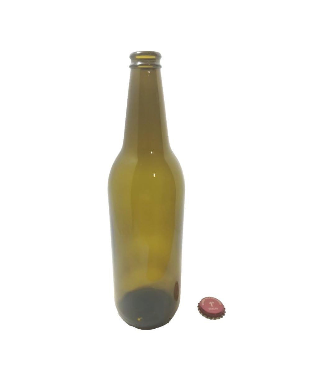 Juego de 10 botellas de cristal para cerveza artesanal, 600 ml, ámbar con tapón de corona, reutilizables