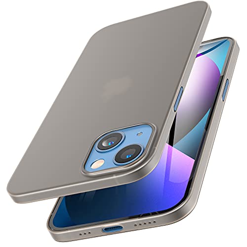 TOZO Compatible for iPhone 13 Case 6.1 inch Hard Cover 0.35mm World's Thinnest Protect Shell Semi Transparent Light Weight Thin Cover with Matte Finish Black