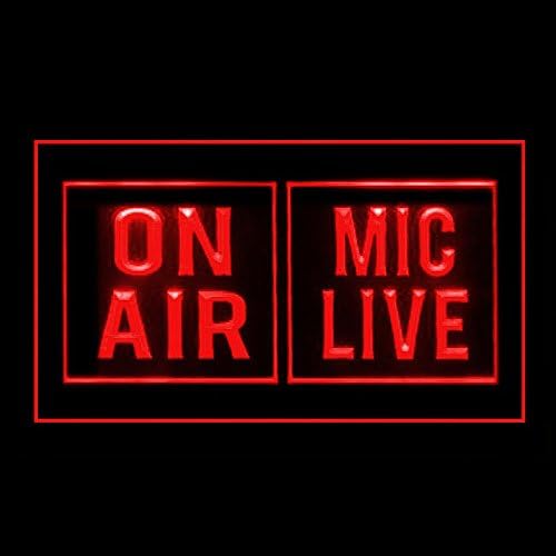 140131 On Air Mic Live Studio Media Audio Room Decor Display LED Light Neon Sign (12" X 8", Red)