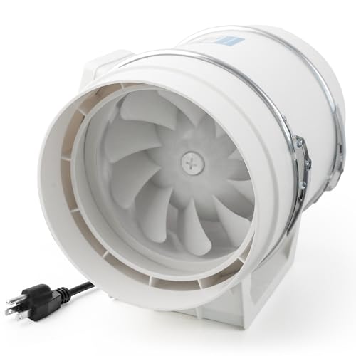 Voltset 8 Inch Inline Extractor Fan: 200mm Inline Duct Fan with UK Plug, 1250 m³/h Airflow Exhaust Fan for Bathroom, Kitchen, Large Grow Tent, Warehouse, Workshop, Hydroponics