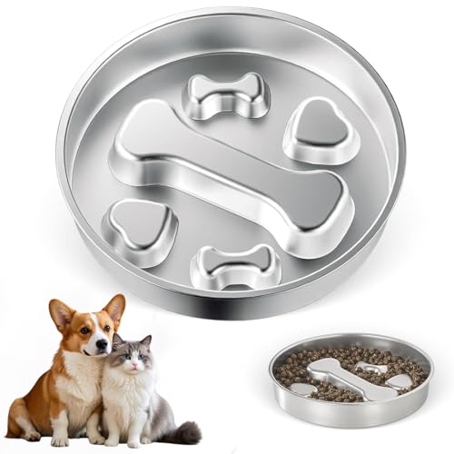 KIRZAX Ciotola per Cani Anti Ingozzamento Acciaio Inox 22cm
