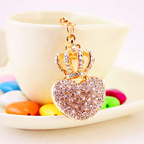 Cute Love Heart and Crown Shape Crystal Rhinestone Sparkling Keychain Bag Pendant Handbag Charm for Women Girls4