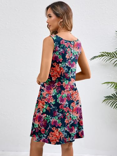 Image of Heymoments Women's Summer Sleeveless Crewneck Dresses Casual Loose Fitted Tank Sundress with Pockets