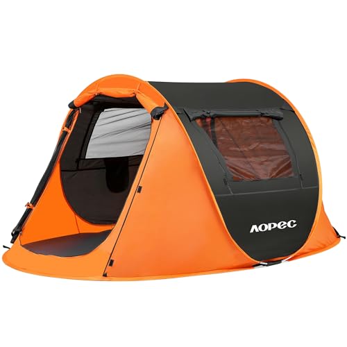 AOPEC Pop Up Camping Tent, 2/4/6 Person Instant Tent Waterproof PU4500mm, Spacious Ventilated Camping Tent with Front Porch, Quick Setup Lightweight Portable for Outdoor Camping Hiking Beach