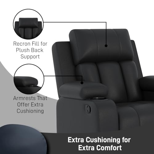 Image of Amazon Brand - Solimo Pinnacle | Single Seater Sofa Recliner | Manual Recliner (Leatherette Black)