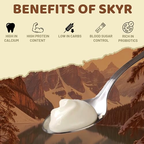 Image of Alla's Posh Flavors COMBO Icelandic Yogurt Starter SKYR CULTURE & YOGURT STRAINER, Non-GMO, 100% Veg, Make High Protein Less Fat Skyr at Home Easily | Works with Milk Powder | Make Batch-after-Batch | Lab Tested Cultures & Rennet | Imported from Europe (Strainer & Culture)