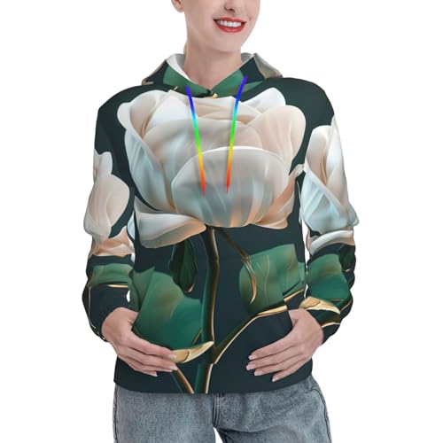 Sweat à capuche tendance imprimé floral 3D pour femme tendance d'automne