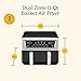 Cuisinart Dual Basket Air Fryer, Two Baskets 11 Qt in Total, 6 Functions: Air Fry, Roast, Bake, Broil, Dehydrate & Keep Warm, Features Sync Finish & Sync Settings, Toss Reminder & Auto-Pause, ADZ-112