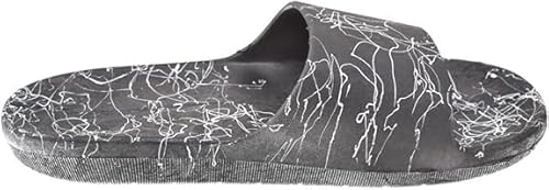 شبشب رجالي طبي للجنسين للسير مصنوع من جلد مرن مريح من كبيبوت، لون أسود بخطوط بلون أبيض، 45 EU عريض