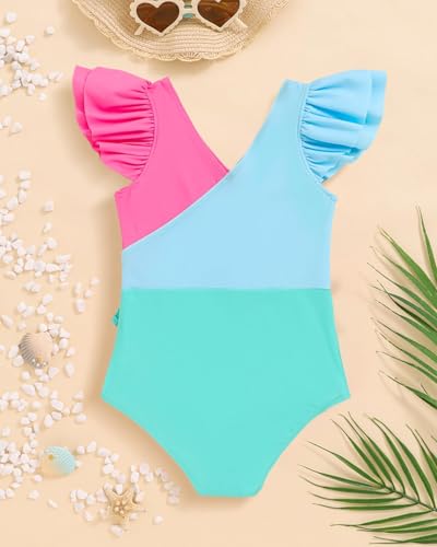 Image of Mioglrie Toddler Baby Swimsuit Girl Bathing Suit Girl 2T 3T 4T 5T 6T Girls One Piece Swimsuits Color Block Swimwear