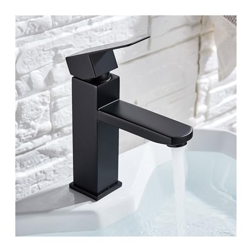 Mitigeur de salle de bain noir mat court pour installation sur comptoir