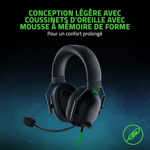 Razer BlackShark V2 X - Casque Gaming Esports Multiplateforme (Haut-parleurs Triforce de 50mm, Annulation Passive du Bruit Avancée, Son 7.1 Surround, Microphone Cardioïde) Noir
